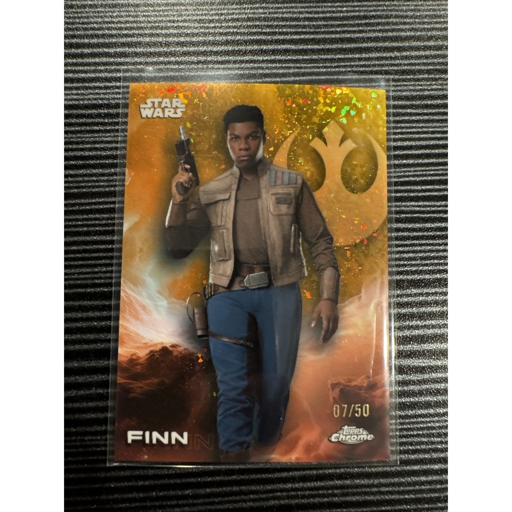 2025 Topps Chrome Star Wars Sapphire Finn Gold Refractor 07/50 Card 45